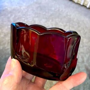 Vintage Ruby Red Spoon Holder RARE LQQK firm